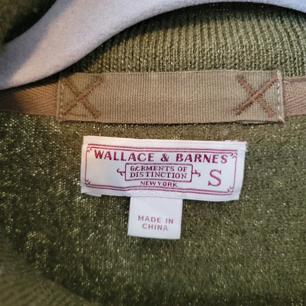 Wallace & Barnes Mens Olive Green Wool Side Zip Military Sweater Small Talon